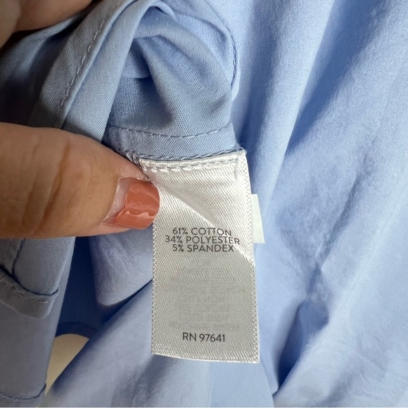 J Jill Two Piece Blouse Cami Set Blue Cotton Blend Button Down Tie Front Size 1X - Picture 8 of 11